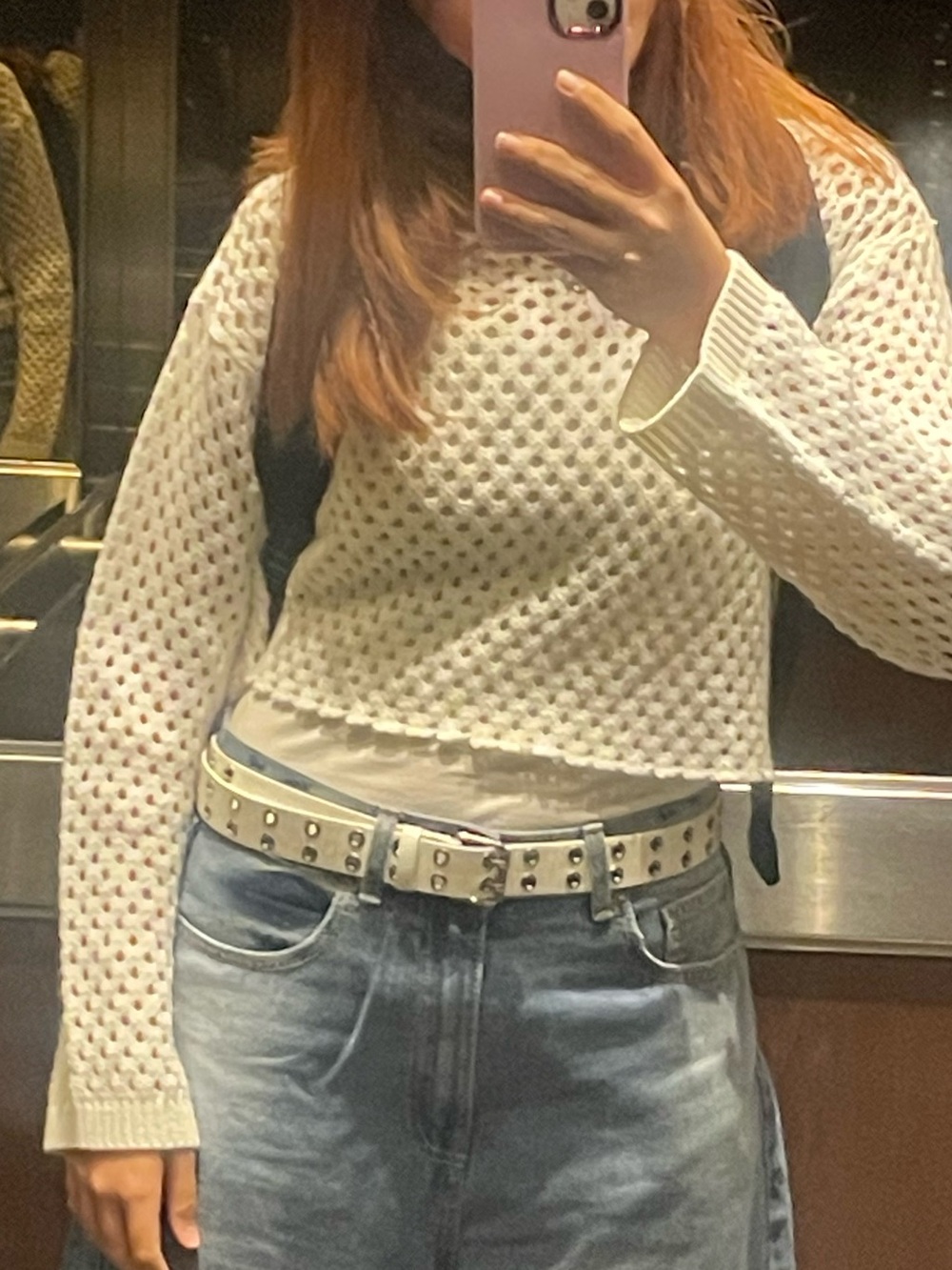White cropped crochet pullover sweater